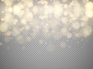 Poster - Golden bokeh lights with glowing particles isolated. Vector