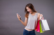 happy woman enjoying online shopping, order placement