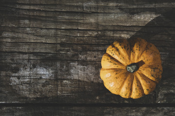 Sticker - pumkin on a rustic wooden table