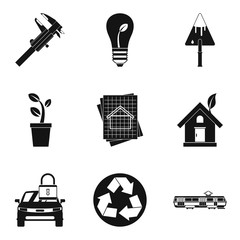 Poster - Electric transport icons set, simple style