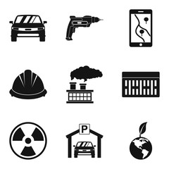 Poster - Manufacture of component icons set, simple style
