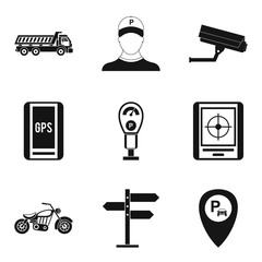 Poster - Parking monitoring icons set, simple style