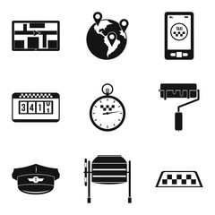 Poster - World taxi service icons set, simple style