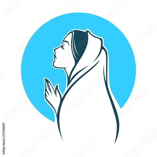 Fényképezés vector portrait of Virgin Mary for your logo, label, emblem