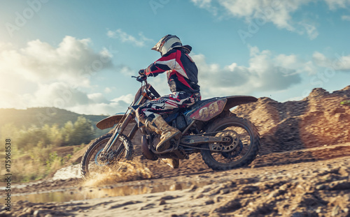 Cuadros en Lienzo Enduro Extreme Motocross MX rider in Action on a dirt track