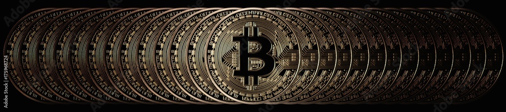 Bitcoin Banner Header. Gold Coin. Cryptocurrency banner. Stock Photo ...