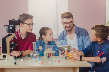 Aufkleber - Pupils doing biochemistry research, stem education