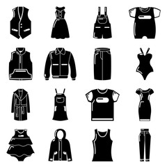 Poster - Fashion clothes wear icons set, simple style