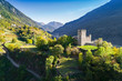 Grosio - Valtellina (IT) - Castello Nuovo - Parco delle incisioni Rupestri - vista aerea 