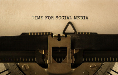 Poster - Text TIME FOR SOCIAL MEDIA typed on retro typewriter