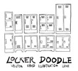 Set of locker doodle illustration Hand drawn Sketch line vector eps10