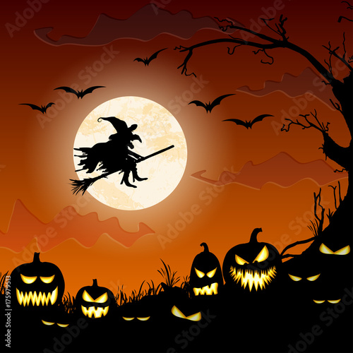 Zdjęcie XXL Halloweenowa czarownica przed księżyc w pełni