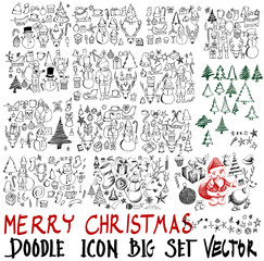 Wall Mural - MEGA set of icon doodle Christmas illustration Hand drawn Sketch line vector eps10