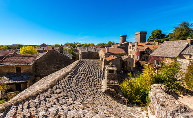 Wall Mural - Sur les toits du vieux village médiéval de La Couvertoirade en Aveyron, Occitanie, France