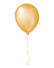 Single Gold Gathering Event Air Balloon On White Background