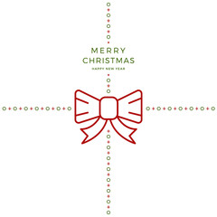 Wall Mural - merry christmas ribbon bow green red isolated background