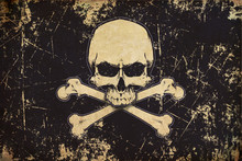 Pirates Jawless Skull And Bones Aged Flat Flag