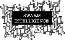 Swarm Intelligence Word Text Logo Illustration. Interconnected Circuit Connection Points Concept Isolated Flat Vector. Transparent.