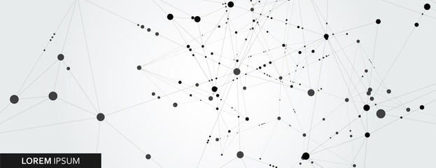 Poster - Abstract connection structure on banner template. Vector science and technology background