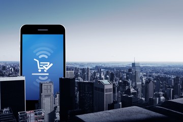 Poster - Composite image of smart phone with blank screen