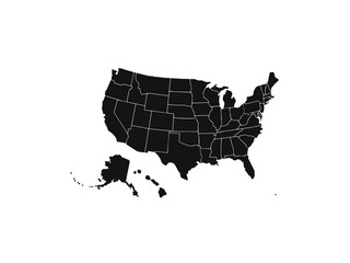 Wall Mural - Blank similar USA map isolated on white background. United States of America country. Vector template for website, design, cover, infographics. Graph illustration