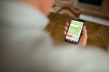 Poster - Composite image of online banking text on green mobile display