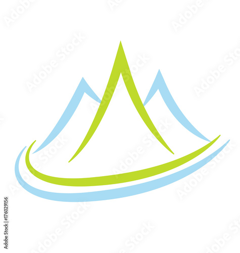 Fotografie, Obraz Mountain terrain and landscape, icon vector