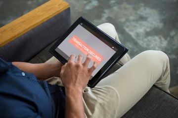 Poster - Composite image of transaction declined text on mobile display