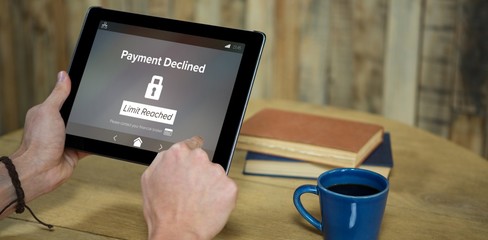 Poster - Composite image of payment declined and limit reached text on