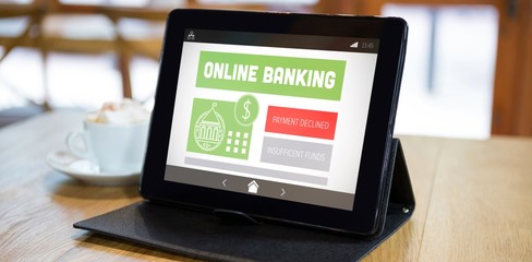Poster - Composite image of online banking and payment declined text on