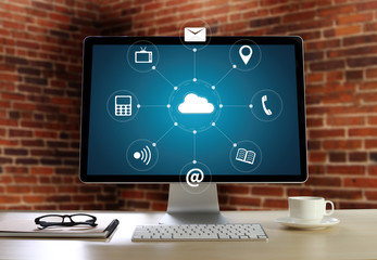 Poster -  Cloud Computing diagram Network Data Storage Technology Service