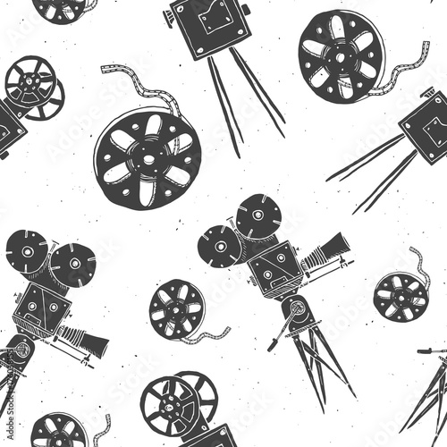 aparat-fotograficzny-i-rolka-rocznika-bezszwowe-wzor-szkic-handdrawn-przemysl-filmowy-retro-ilustracji-wektorowych