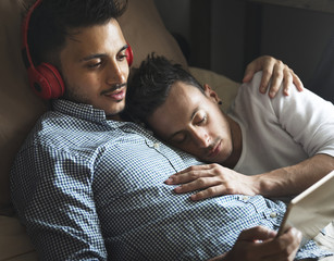 Gay Couple Love Home Concept