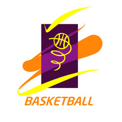 Bascetball team, school, club template logo. Vector sketch illus