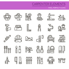 Carpenter Elements , Thin Line and Pixel Perfect Icons.