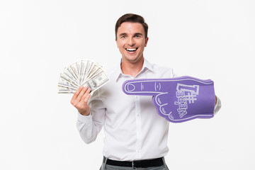 Sticker - Portrait of a happy smiling man in white shirt