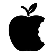 Bite Apple Icon, Simple Black Style