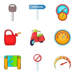 Poster - Roaming icons set, cartoon style