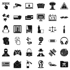 Poster - Crime icons set, simple style