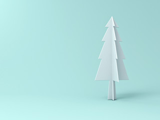 Aufkleber - Christmas tree on light green pastel color background for christmas decoration with blank space . 3D rendering.