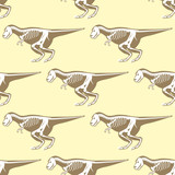 Fototapeta Dinusie - Dinosaurs skeletons silhouettes seamless pattern fossil bone tyrannosaurus prehistoric animal dino bone vector flat illustration.