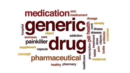 Sticker - Generic drug animated word cloud, text design animation.