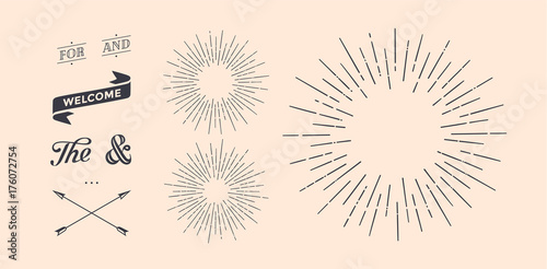 Photographie Set of light rays, sunburst and rays of sun