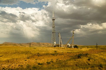 landscape of nature with an electric pillar