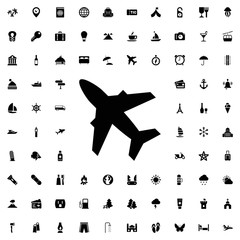 Poster - Plane icon. set of filled tourism icons.