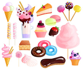 Canvas Print - Sweets Desserts Colorful Icons Set 