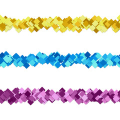 Poster - Seamless chaotic square pattern text divider line design set - vector graphic design elements
