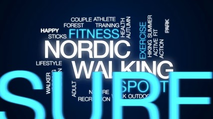 Sticker - Nordic walking animated word cloud, text design animation.