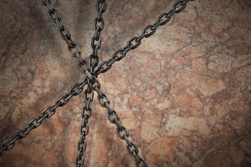 Poster - Composite image of 3d image of metallic chains intersecting