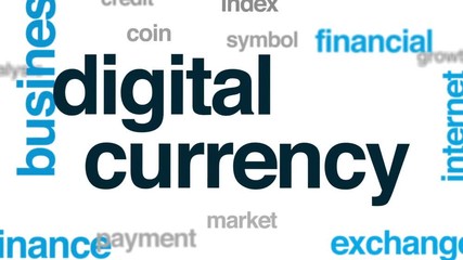 Sticker - Digital currency animated word cloud, text design animation.